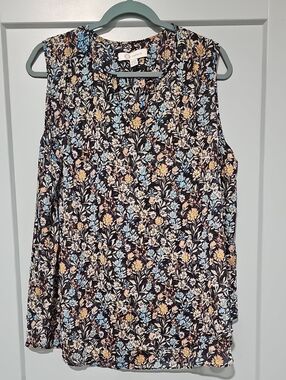 cristina B Navy Floral V-Neck Sleeveless Camisole